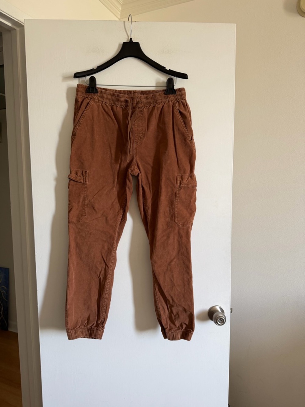 PrAna Brown Lost Highway Sepia Cargo Corduroy Jogger Pants size Medium EUC - Picture 5 of 11